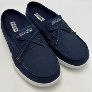 Skechers Boat Shoes On The Go Slip On Navy Goga Mat Air Cooled